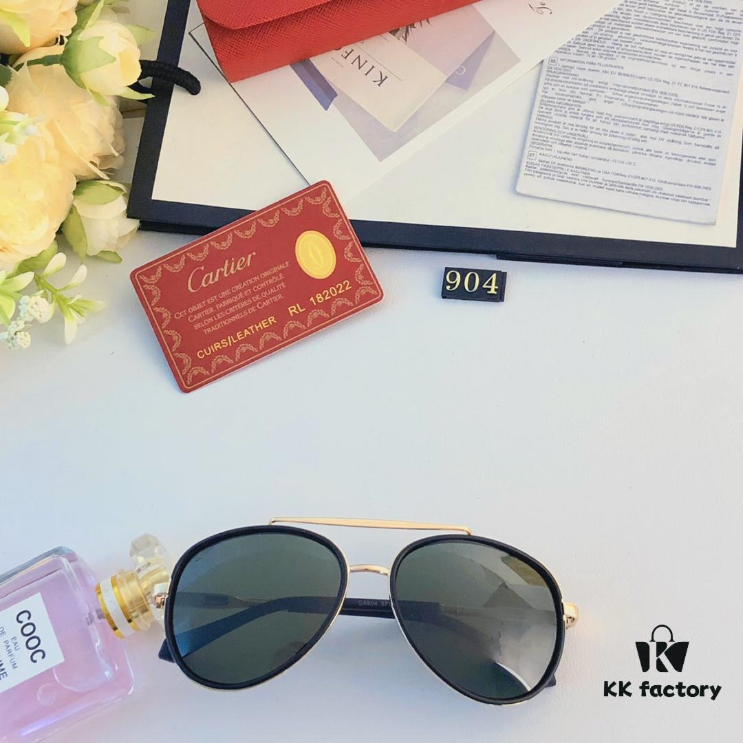 Cartier Men's New HD Polarized Sunglasses Pilot Metal Double-Bridge UV Protection Aviator Driving Glasses