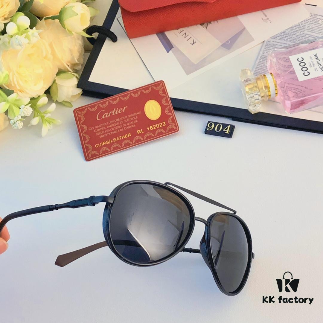 Cartier Men's New HD Polarized Sunglasses Pilot Metal Double-Bridge UV Protection Aviator Driving Glasses