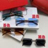 Cartier 2024 New Retro Wooden-Leg Inspired Sunglasses, Frameless Diamond-Paved Fashion Unisex Sun Glasses for Men and Women