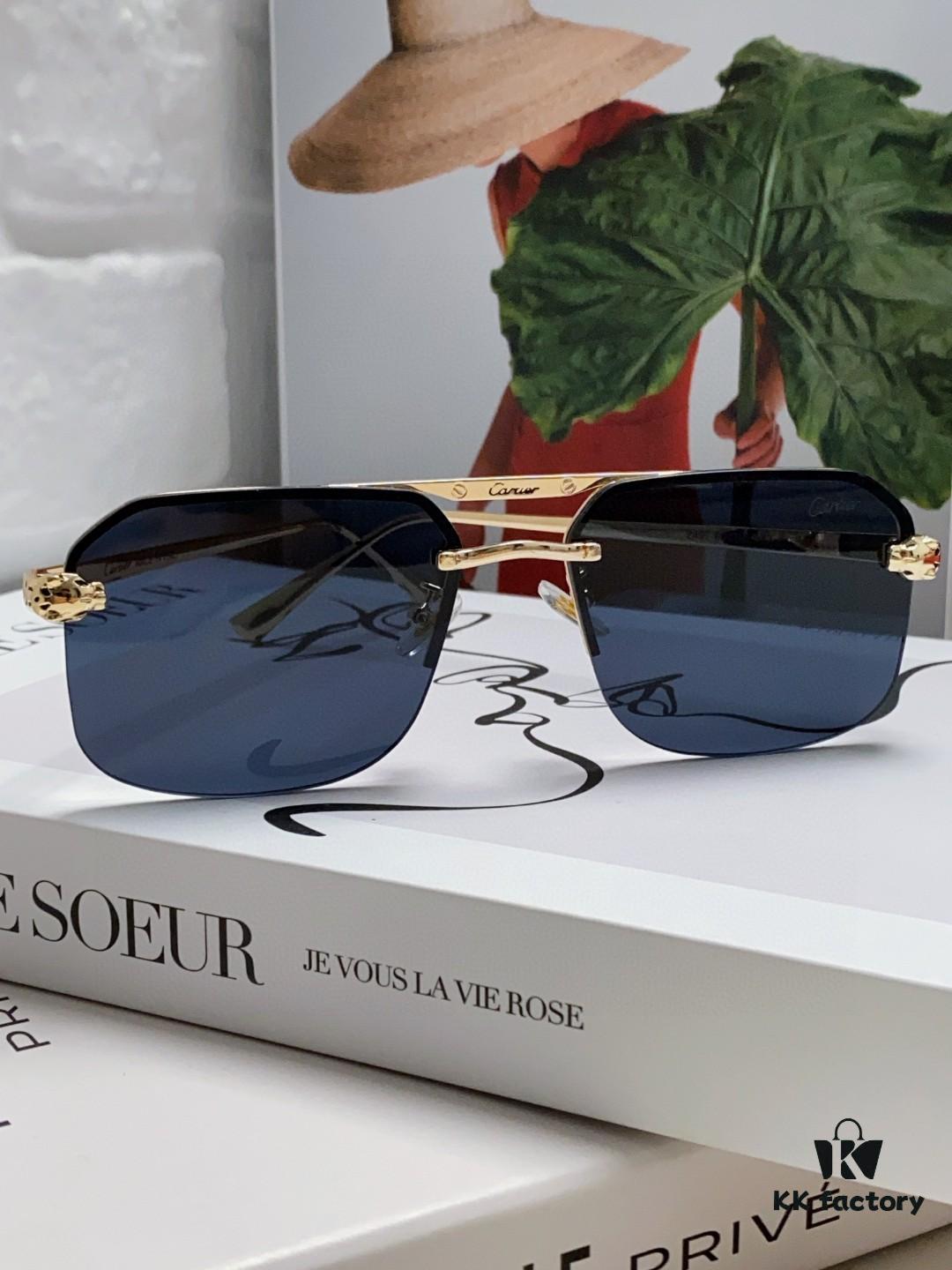 Cartier Unisex Square Sunglasses, New Lightweight Metal Sunglasses for Men and Women, Fashionable and Luxurious Driving Eyewear