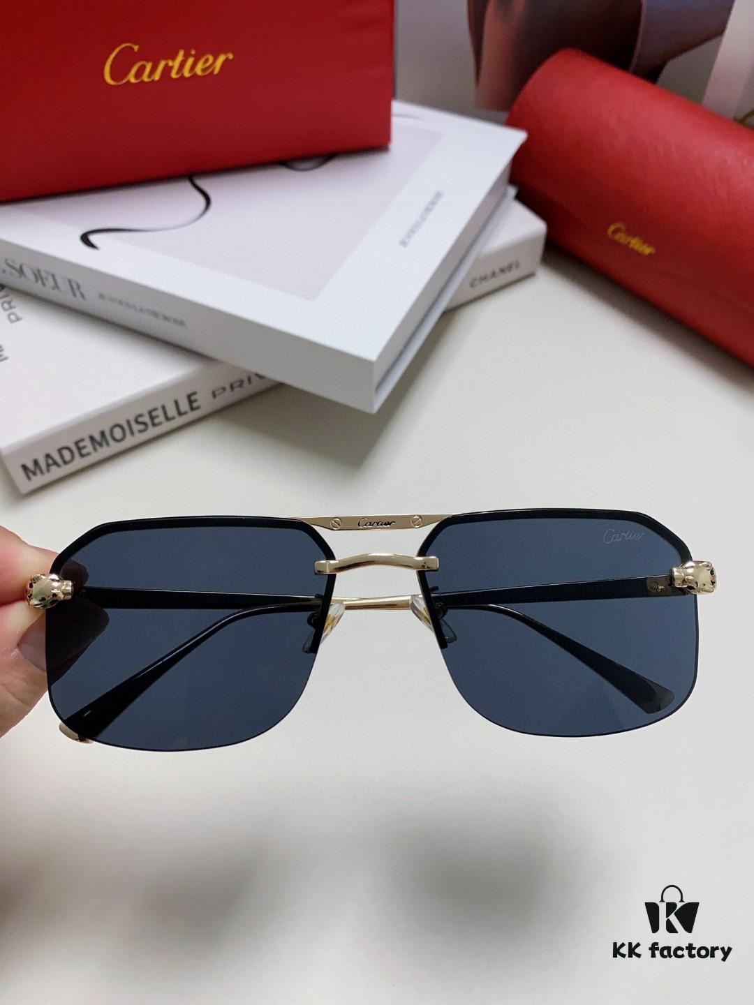 Cartier Unisex Square Sunglasses, New Lightweight Metal Sunglasses for Men and Women, Fashionable and Luxurious Driving Eyewear