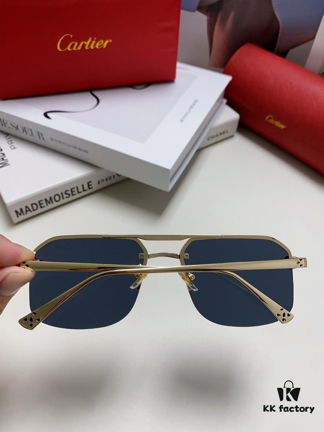 Cartier Unisex Square Sunglasses, New Lightweight Metal Sunglasses for Men and Women, Fashionable and Luxurious Driving Eyewear