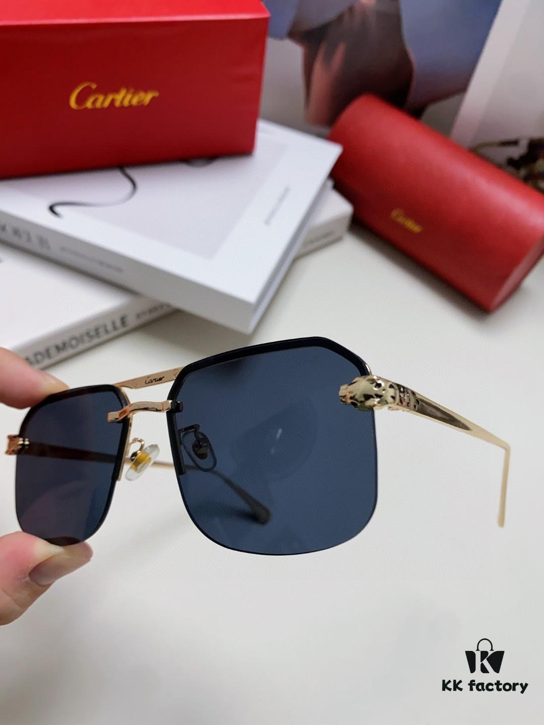 Cartier Unisex Square Sunglasses, New Lightweight Metal Sunglasses for Men and Women, Fashionable and Luxurious Driving Eyewear