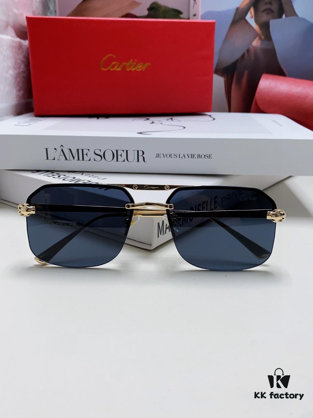 Cartier Unisex Square Sunglasses, New Lightweight Metal Sunglasses for Men and Women, Fashionable and Luxurious Driving Eyewear