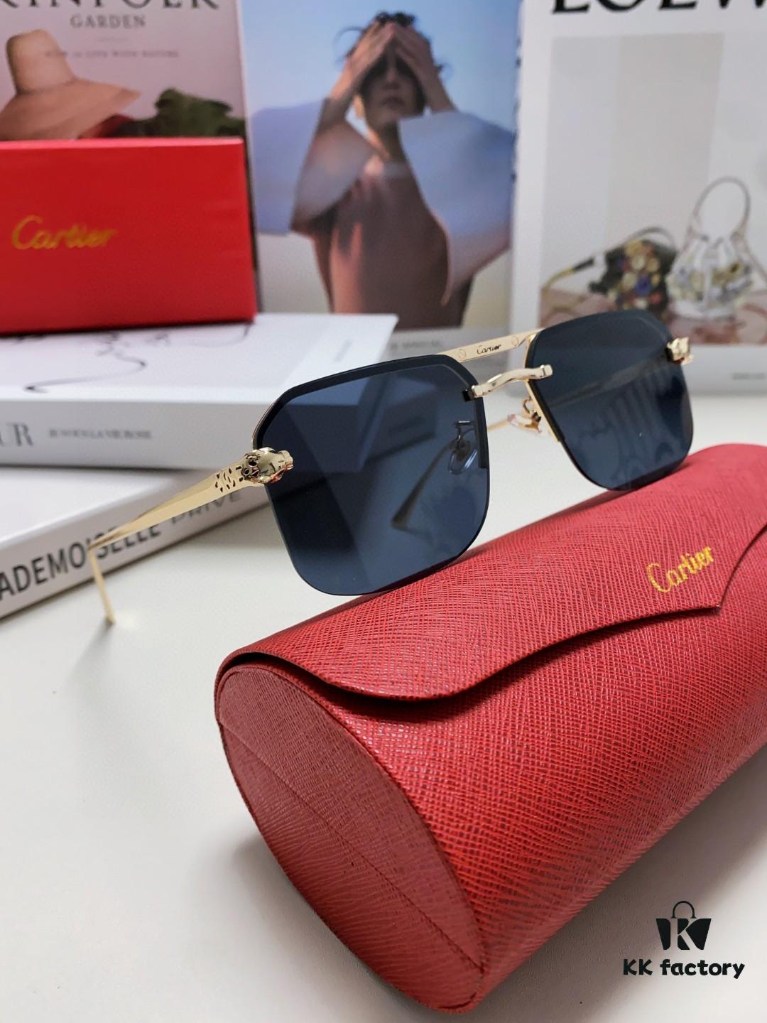 Cartier Unisex Square Sunglasses, New Lightweight Metal Sunglasses for Men and Women, Fashionable and Luxurious Driving Eyewear