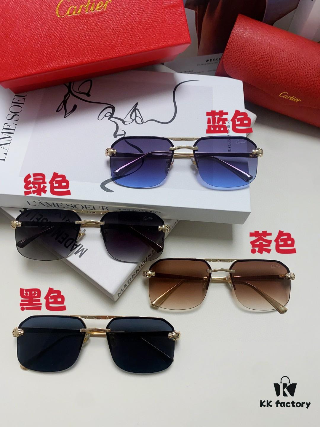 Cartier Unisex Square Sunglasses, New Lightweight Metal Sunglasses for Men and Women, Fashionable and Luxurious Driving Eyewear