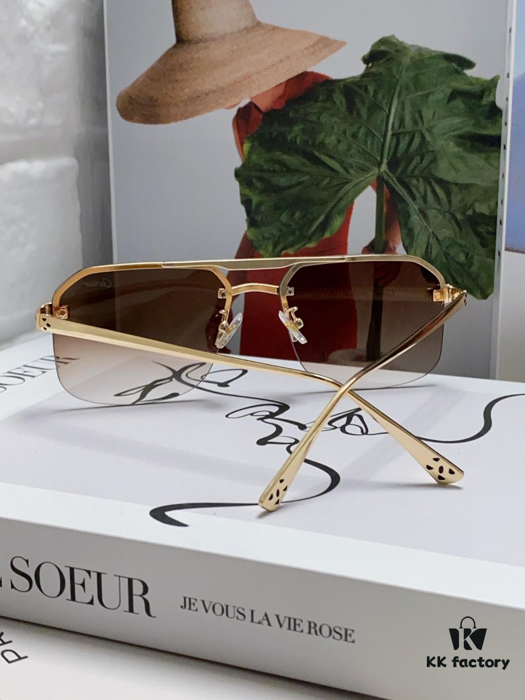 Cartier Unisex Square Sunglasses, Metal Frame Lightweight Sun Glasses for Men and Women, Stylish and Elegant Driving Eyewear