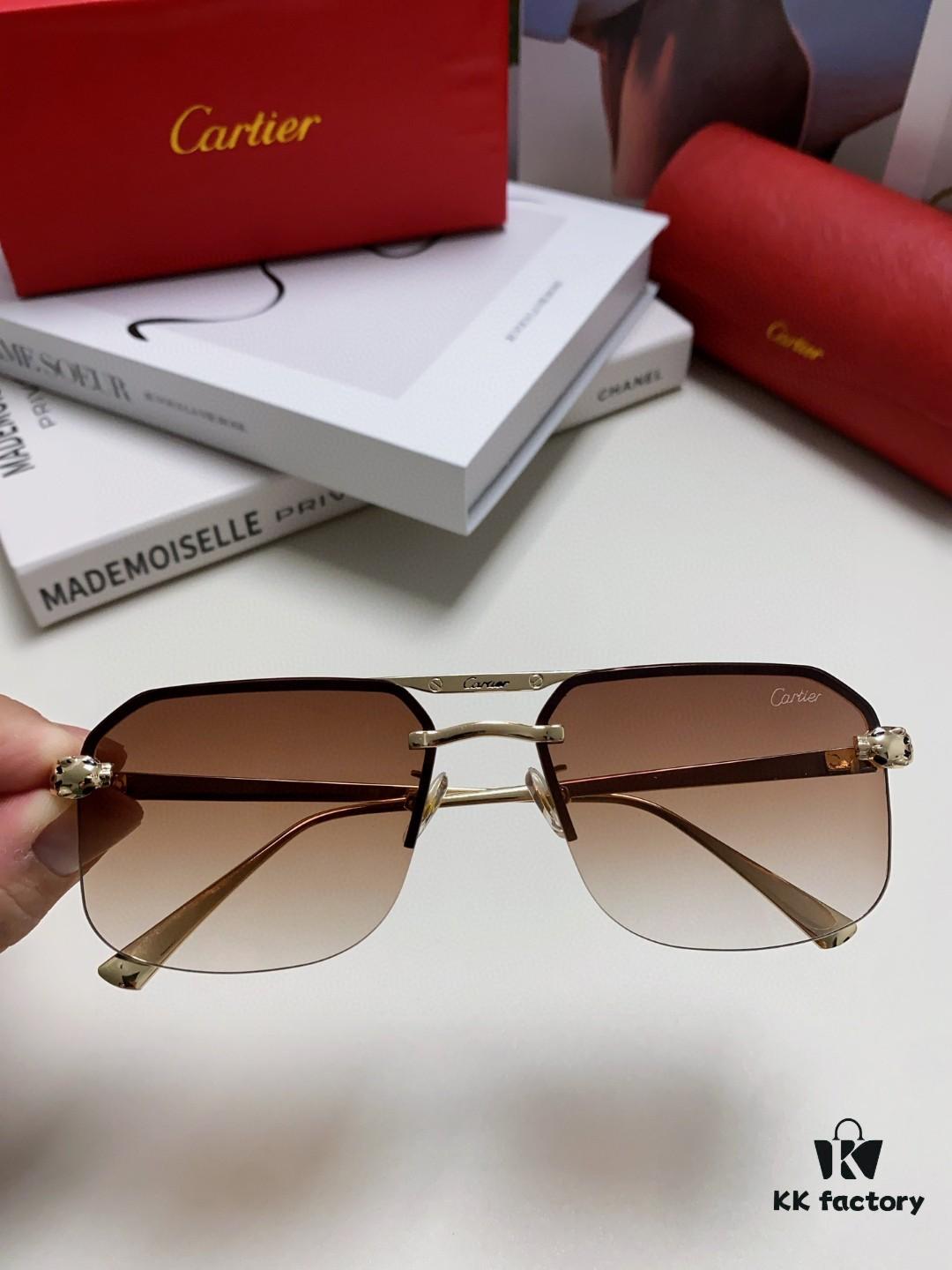 Cartier Unisex Square Sunglasses, Metal Frame Lightweight Sun Glasses for Men and Women, Stylish and Elegant Driving Eyewear