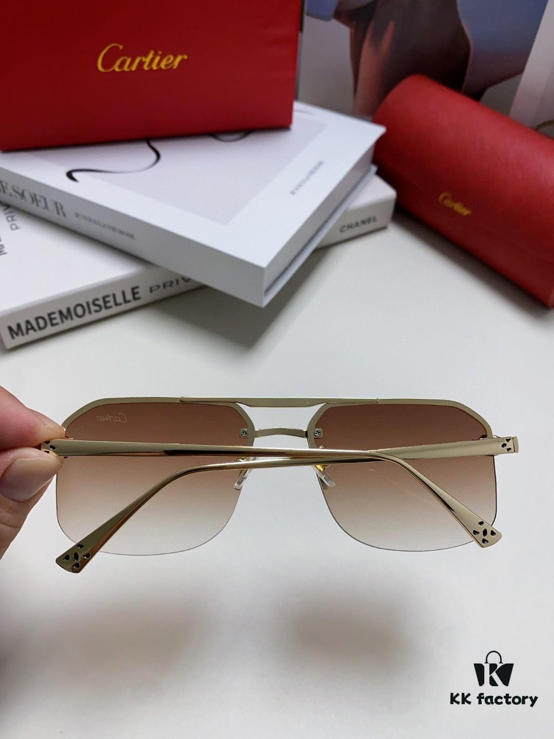 Cartier Unisex Square Sunglasses, Metal Frame Lightweight Sun Glasses for Men and Women, Stylish and Elegant Driving Eyewear