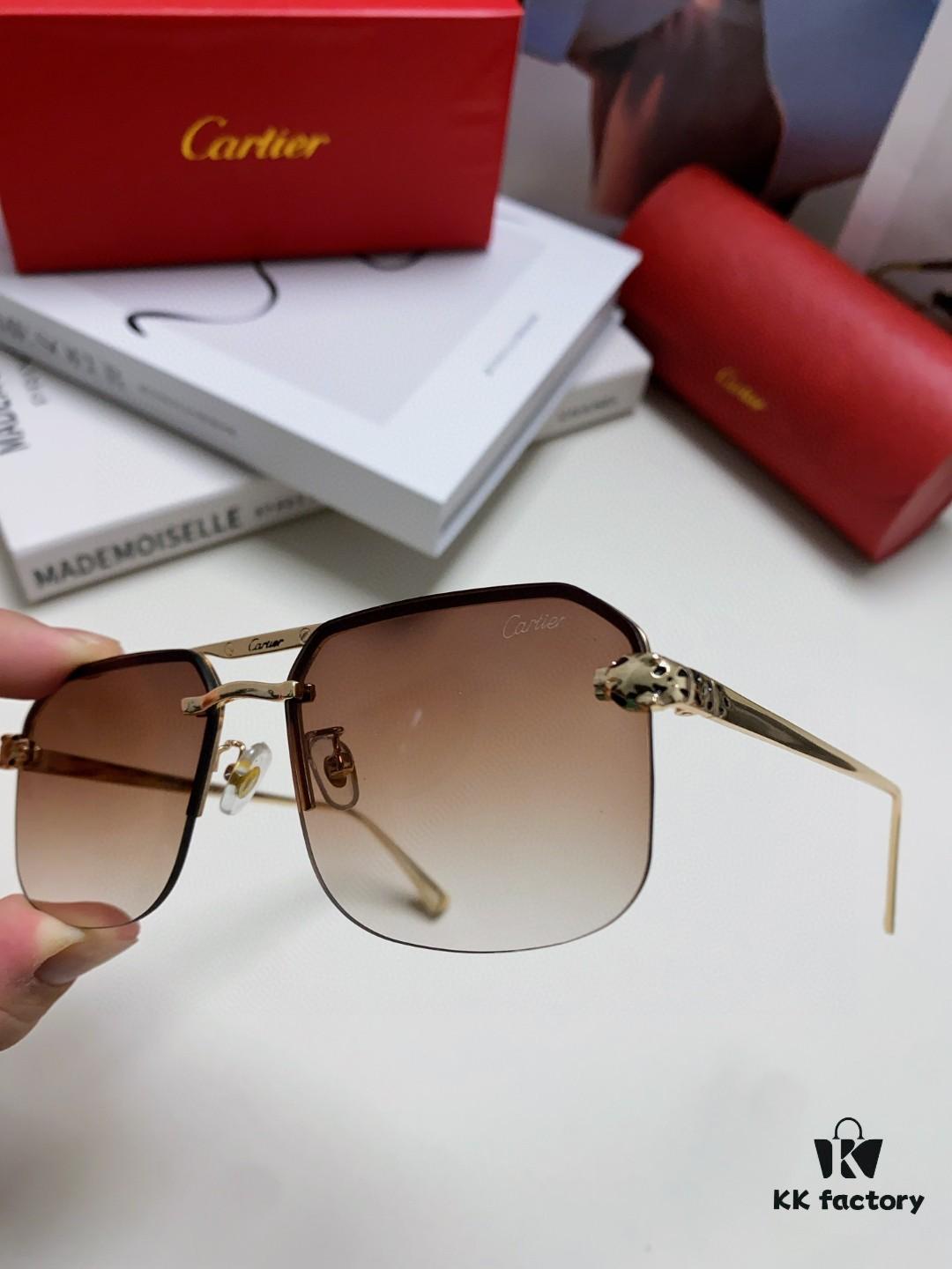 Cartier Unisex Square Sunglasses, Metal Frame Lightweight Sun Glasses for Men and Women, Stylish and Elegant Driving Eyewear