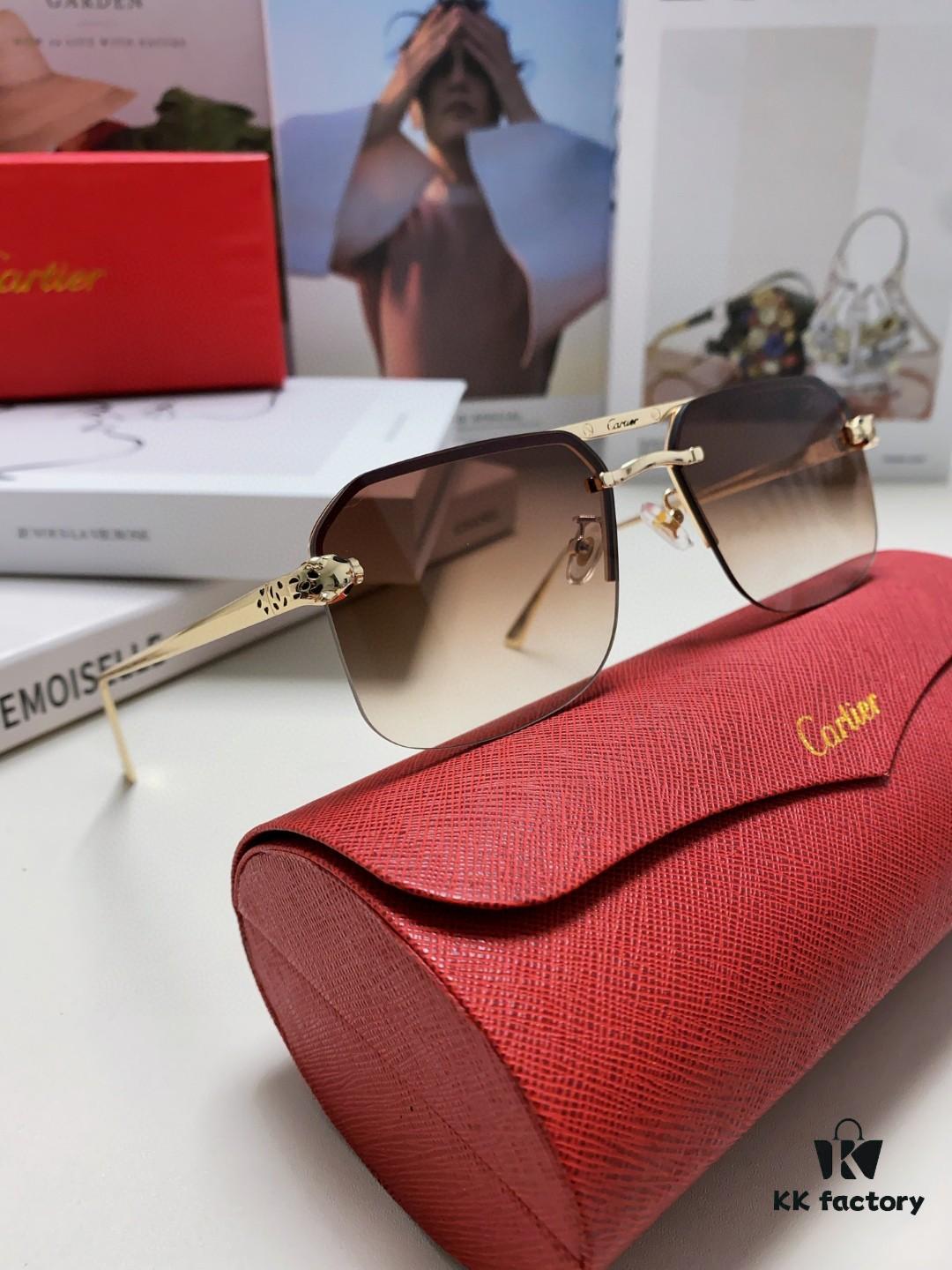 Cartier Unisex Square Sunglasses, Metal Frame Lightweight Sun Glasses for Men and Women, Stylish and Elegant Driving Eyewear