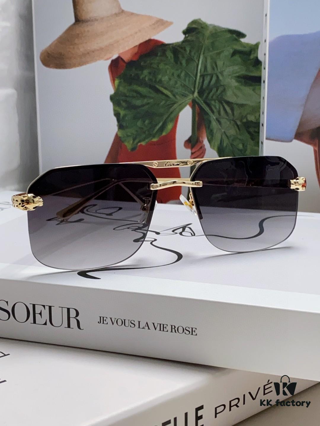 Cartier Unisex Square Sunglasses, Lightweight Metal Frame Luxury Sunglasses for Men and Women, Stylish and Elegant Driving Sun Glasses