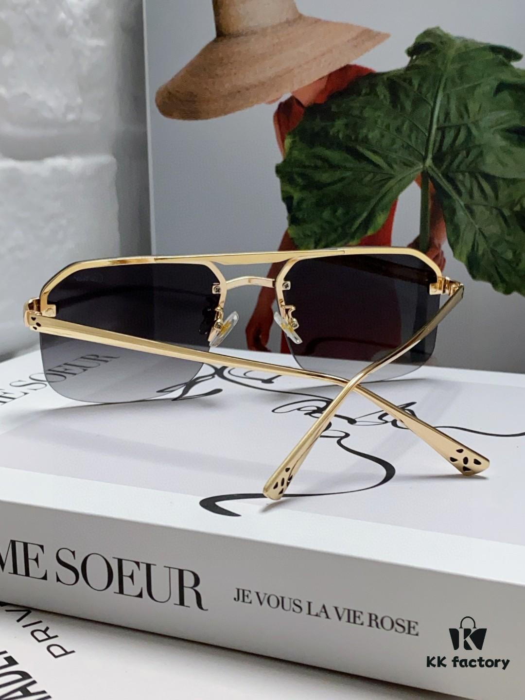 Cartier Unisex Square Sunglasses, Lightweight Metal Frame Luxury Sunglasses for Men and Women, Stylish and Elegant Driving Sun Glasses