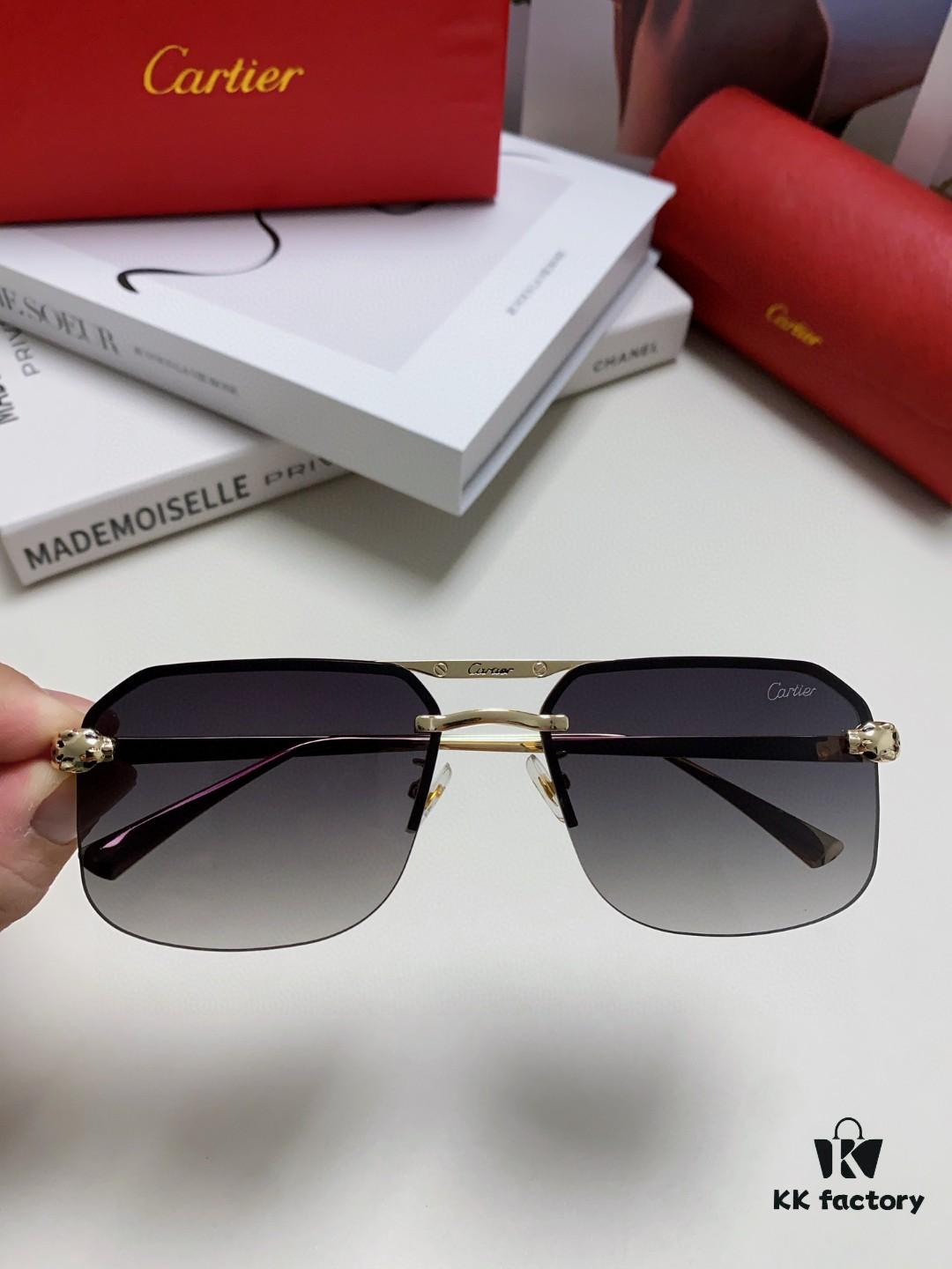 Cartier Unisex Square Sunglasses, Lightweight Metal Frame Luxury Sunglasses for Men and Women, Stylish and Elegant Driving Sun Glasses