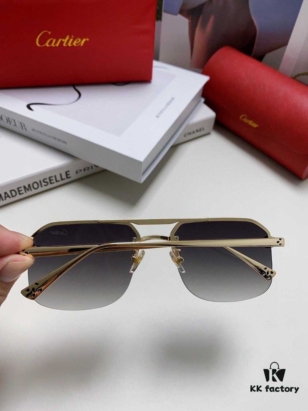 Cartier Unisex Square Sunglasses, Lightweight Metal Frame Luxury Sunglasses for Men and Women, Stylish and Elegant Driving Sun Glasses