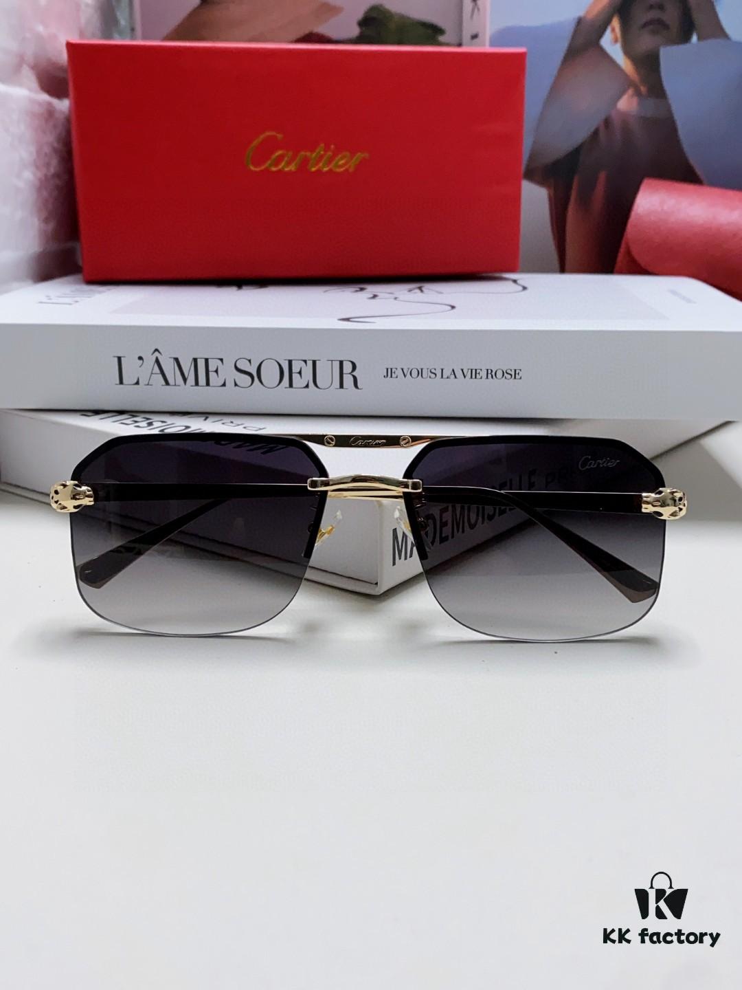 Cartier Unisex Square Sunglasses, Lightweight Metal Frame Luxury Sunglasses for Men and Women, Stylish and Elegant Driving Sun Glasses