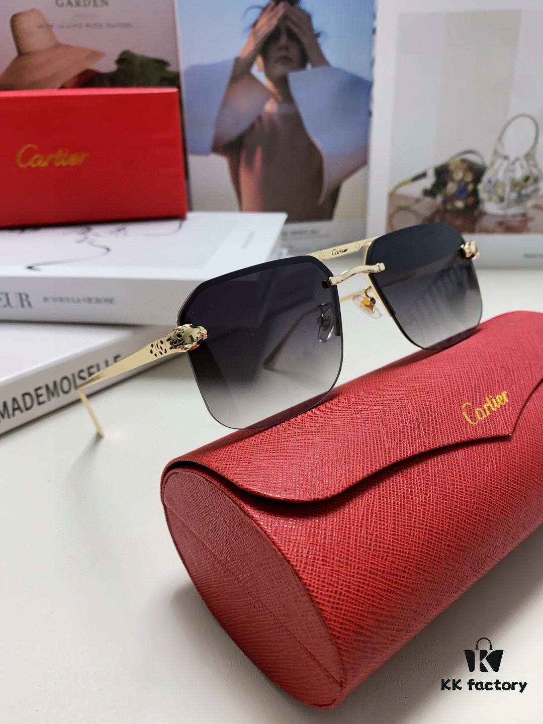 Cartier Unisex Square Sunglasses, Lightweight Metal Frame Luxury Sunglasses for Men and Women, Stylish and Elegant Driving Sun Glasses