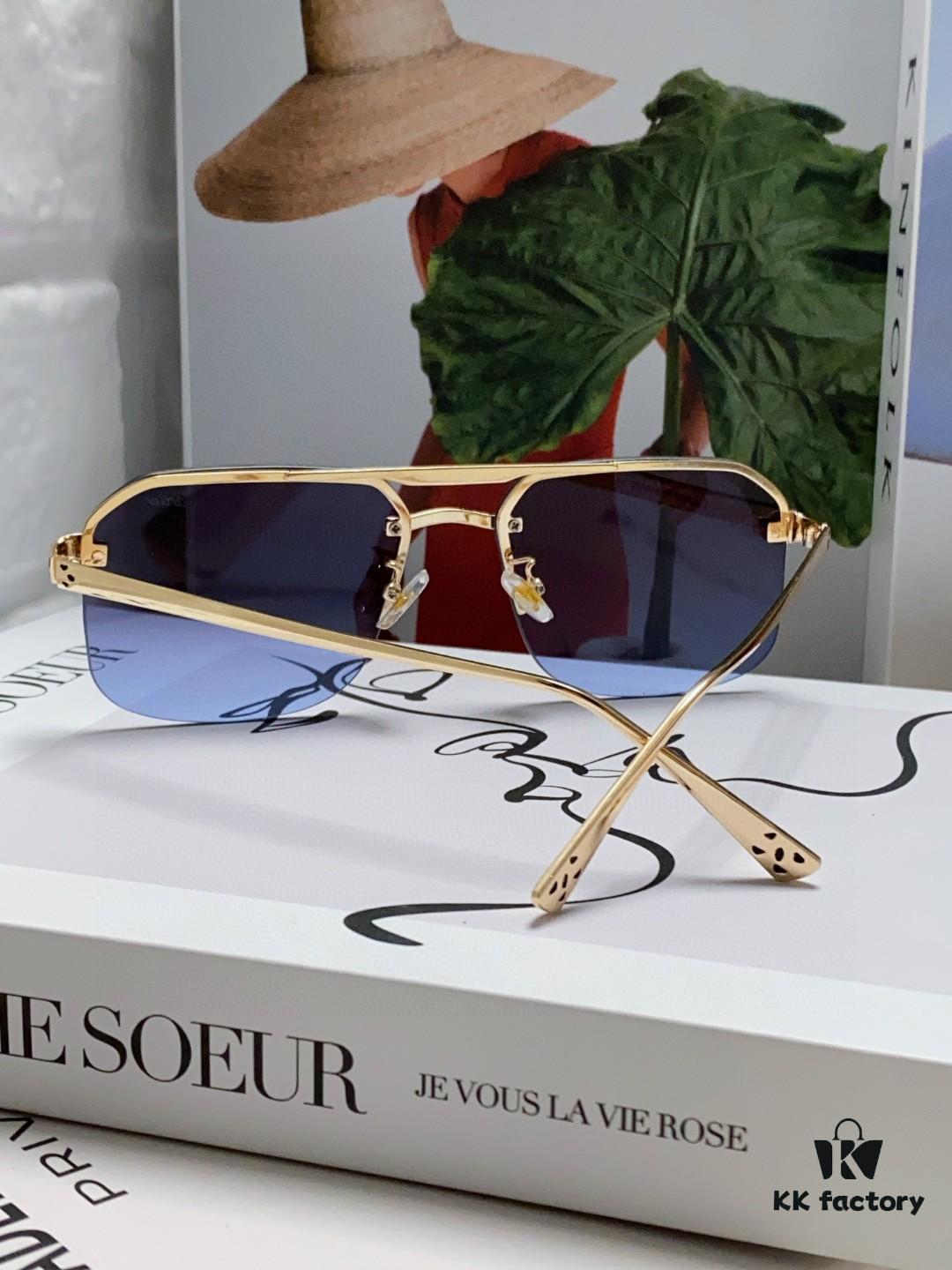 Cartier Unisex Square Sunglasses, New Lightweight Metal Sunglasses for Men and Women, Fashionable and Luxurious Driving Eyewear