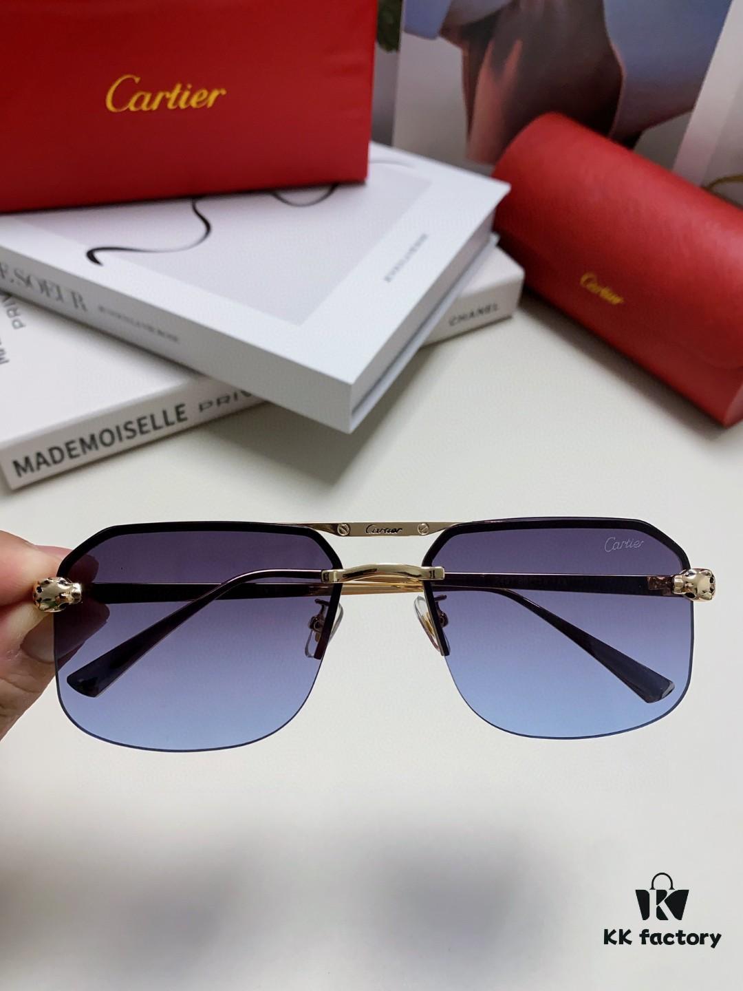 Cartier Unisex Square Sunglasses, New Lightweight Metal Sunglasses for Men and Women, Fashionable and Luxurious Driving Eyewear