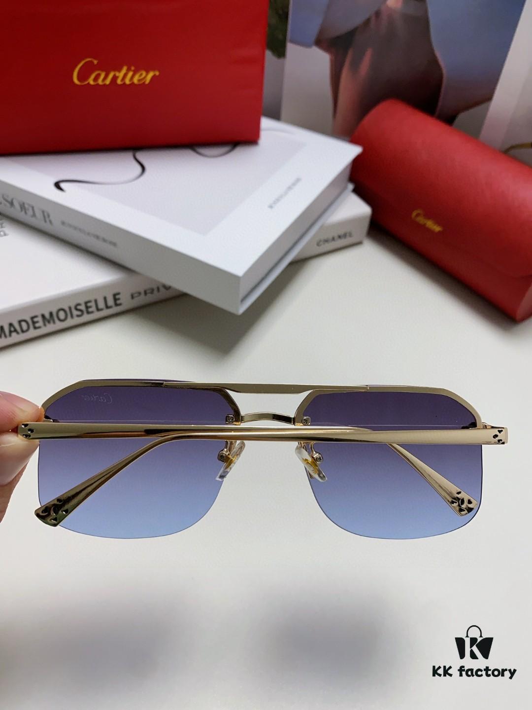 Cartier Unisex Square Sunglasses, New Lightweight Metal Sunglasses for Men and Women, Fashionable and Luxurious Driving Eyewear