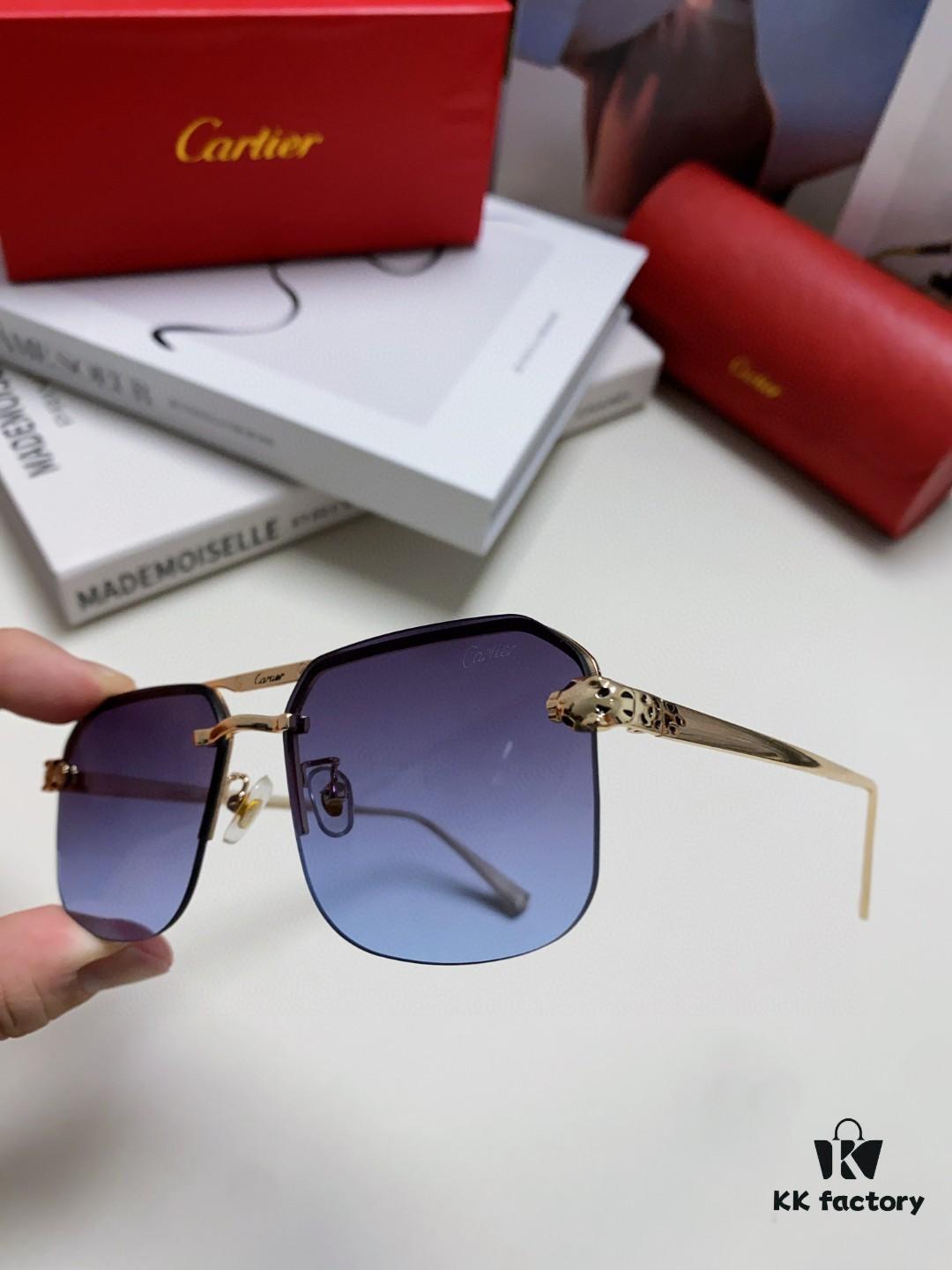 Cartier Unisex Square Sunglasses, New Lightweight Metal Sunglasses for Men and Women, Fashionable and Luxurious Driving Eyewear