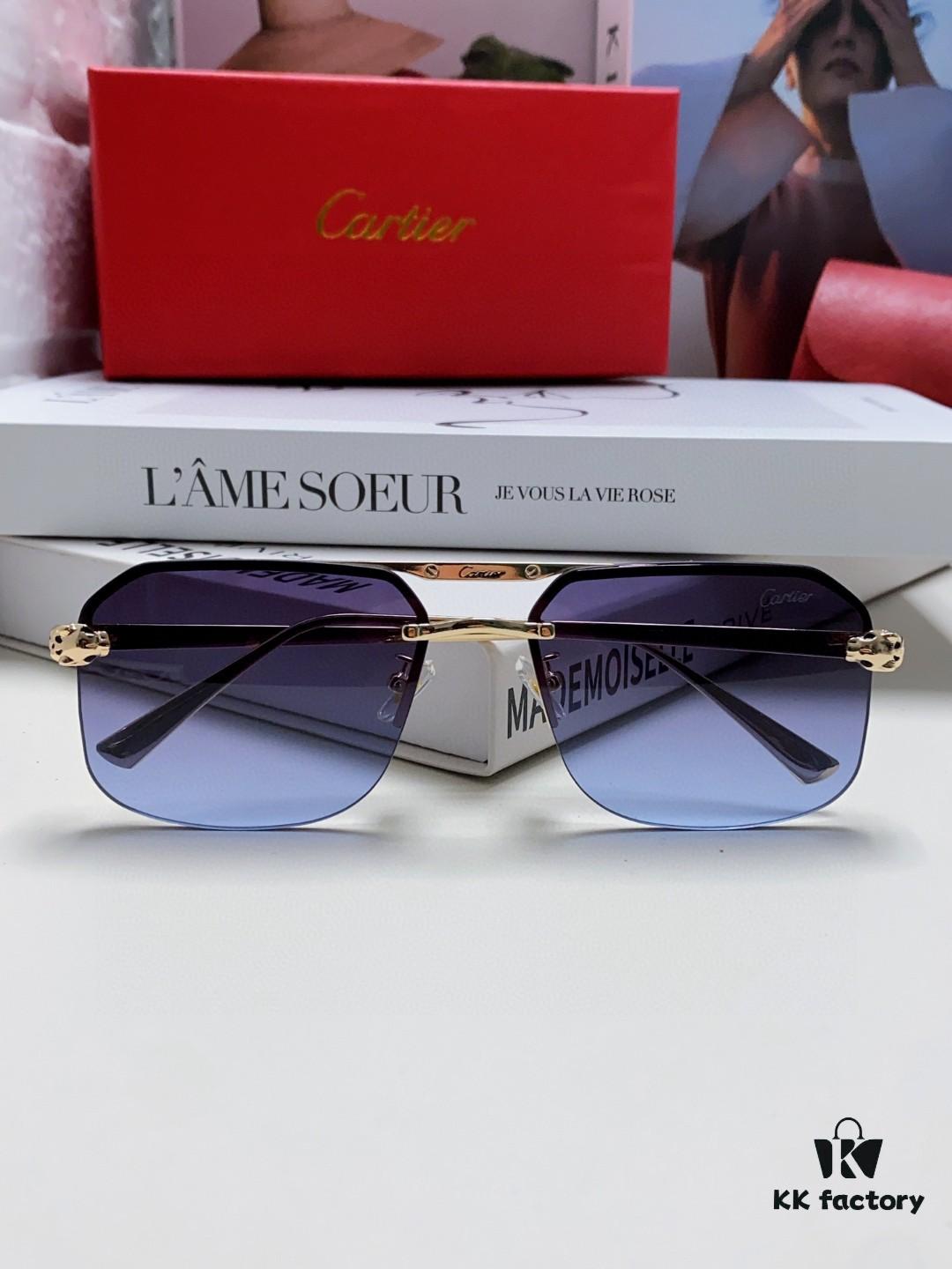 Cartier Unisex Square Sunglasses, New Lightweight Metal Sunglasses for Men and Women, Fashionable and Luxurious Driving Eyewear