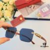 Cartier* European and American Celebrity Retro Fashion Square Frameless Cut-edge Sunglasses, Trendy Influencer Stylish Sun Glasses