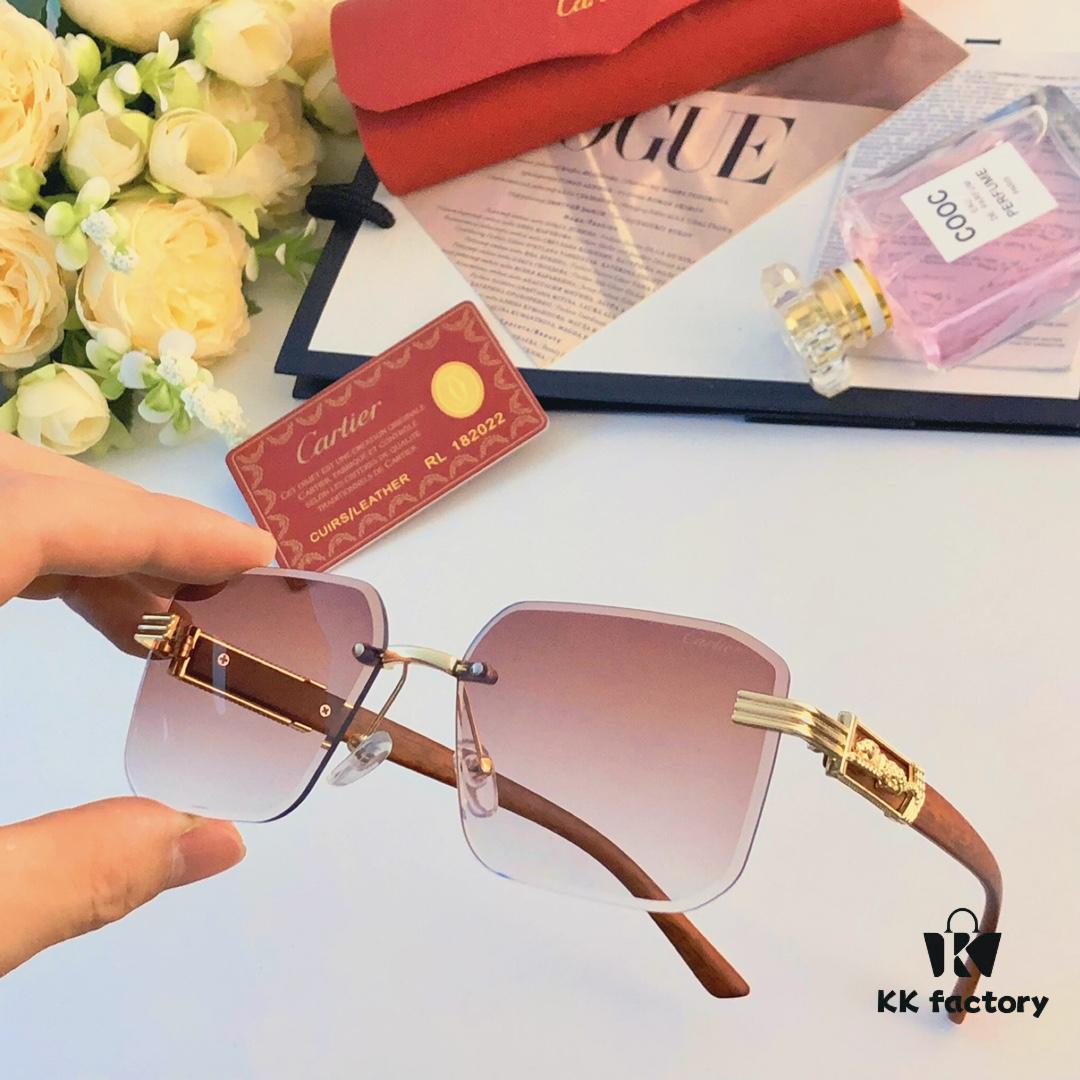 Cartier* European and American Celebrity Retro Fashion Square Frameless Cut-edge Sunglasses, Trendy Influencer Stylish Sun Glasses