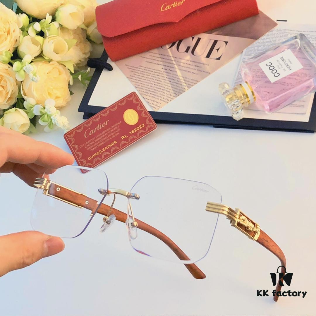 Cartier* European and American Celebrity Retro Fashion Square Frameless Cut-edge Sunglasses, Trendy Influencer Stylish Sun Glasses