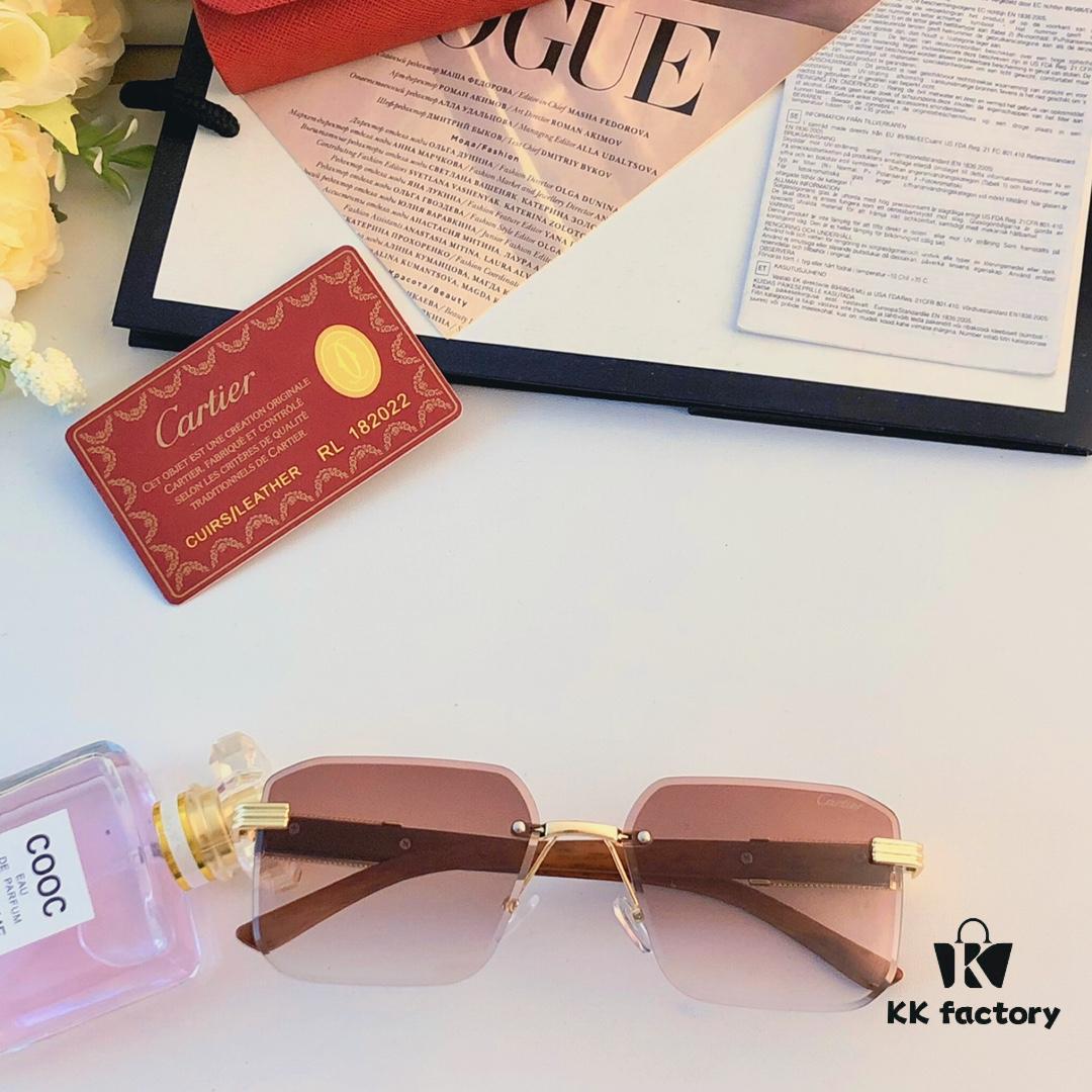 Cartier* European and American Celebrity Retro Fashion Square Frameless Cut-edge Sunglasses, Trendy Influencer Stylish Sun Glasses