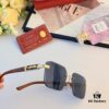 Cartier* European and American Celebrity Retro Fashion Square Frameless Cut-edge Sunglasses, Trendy Influencer Stylish Sun Glasses