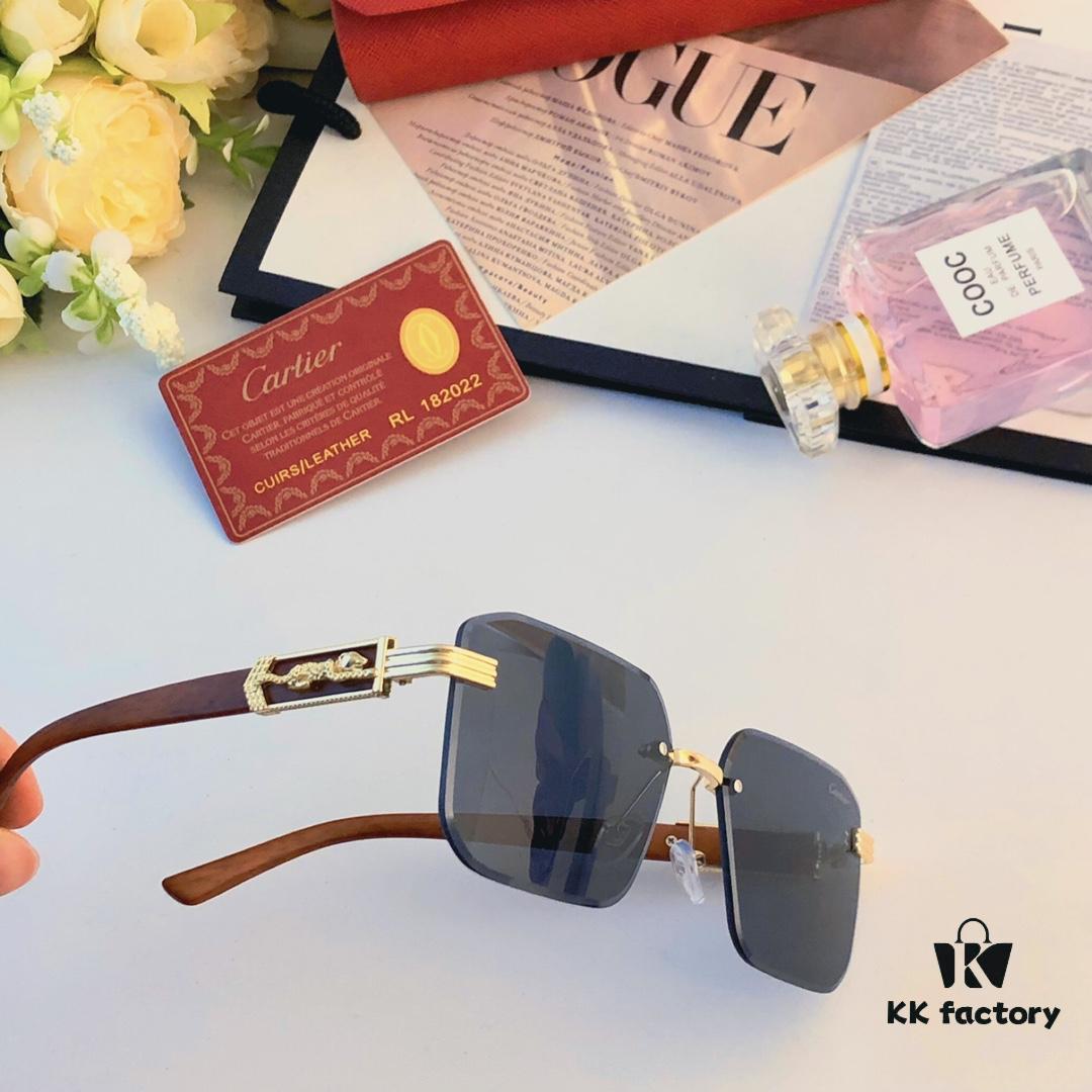 Cartier* European and American Celebrity Retro Fashion Square Frameless Cut-edge Sunglasses, Trendy Influencer Stylish Sun Glasses