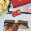 Cartier Metal Frame Double-Bridge Sunglasses for Driving UV Protection Retro Square Frame Sunglasses Exuding a Refined and Elegant Look