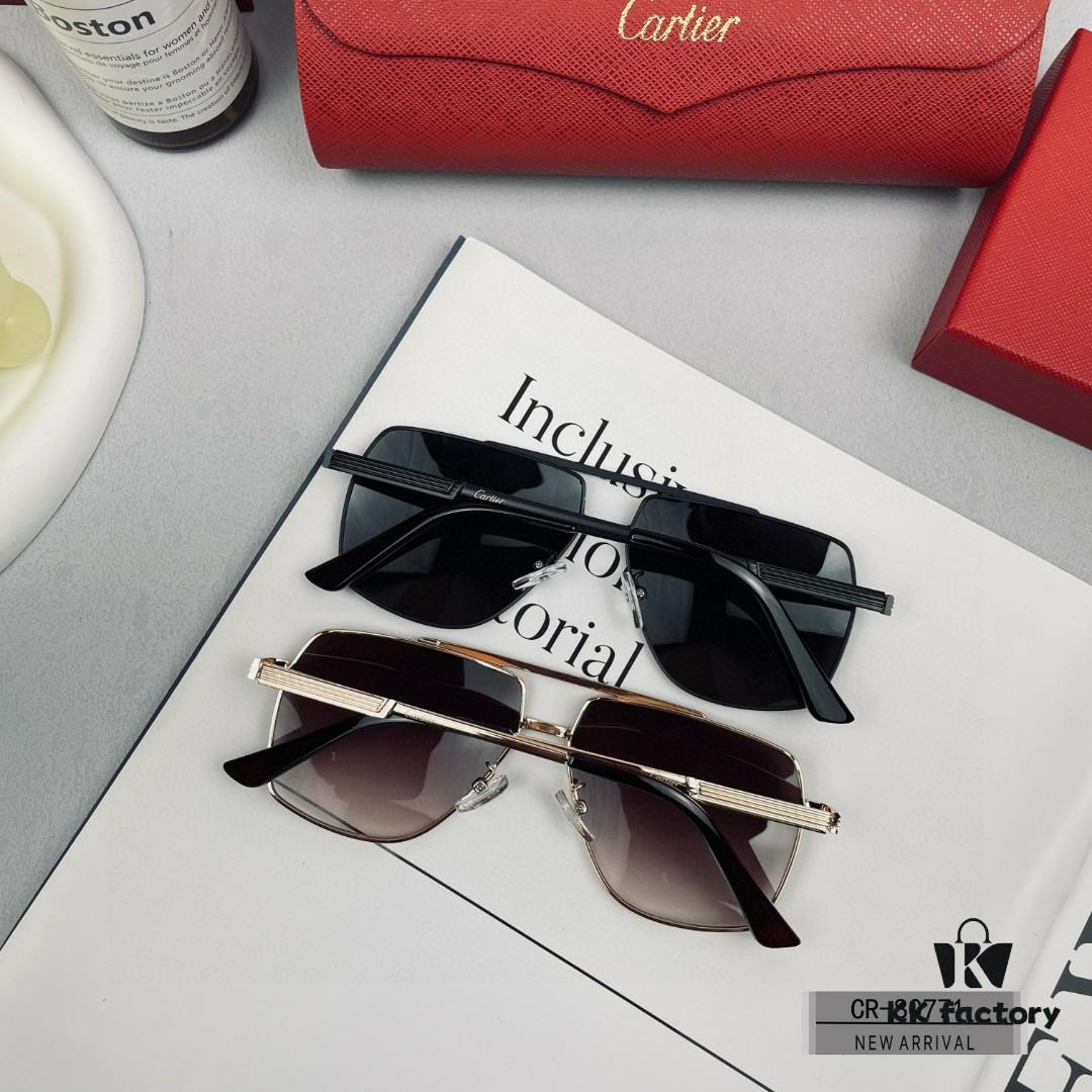 Cartier France - Unisex Sunglasses Model 80771 with Polaroid HD Resin Lenses, Lightweight Metal Frame for Men, Driving & Travel Essential