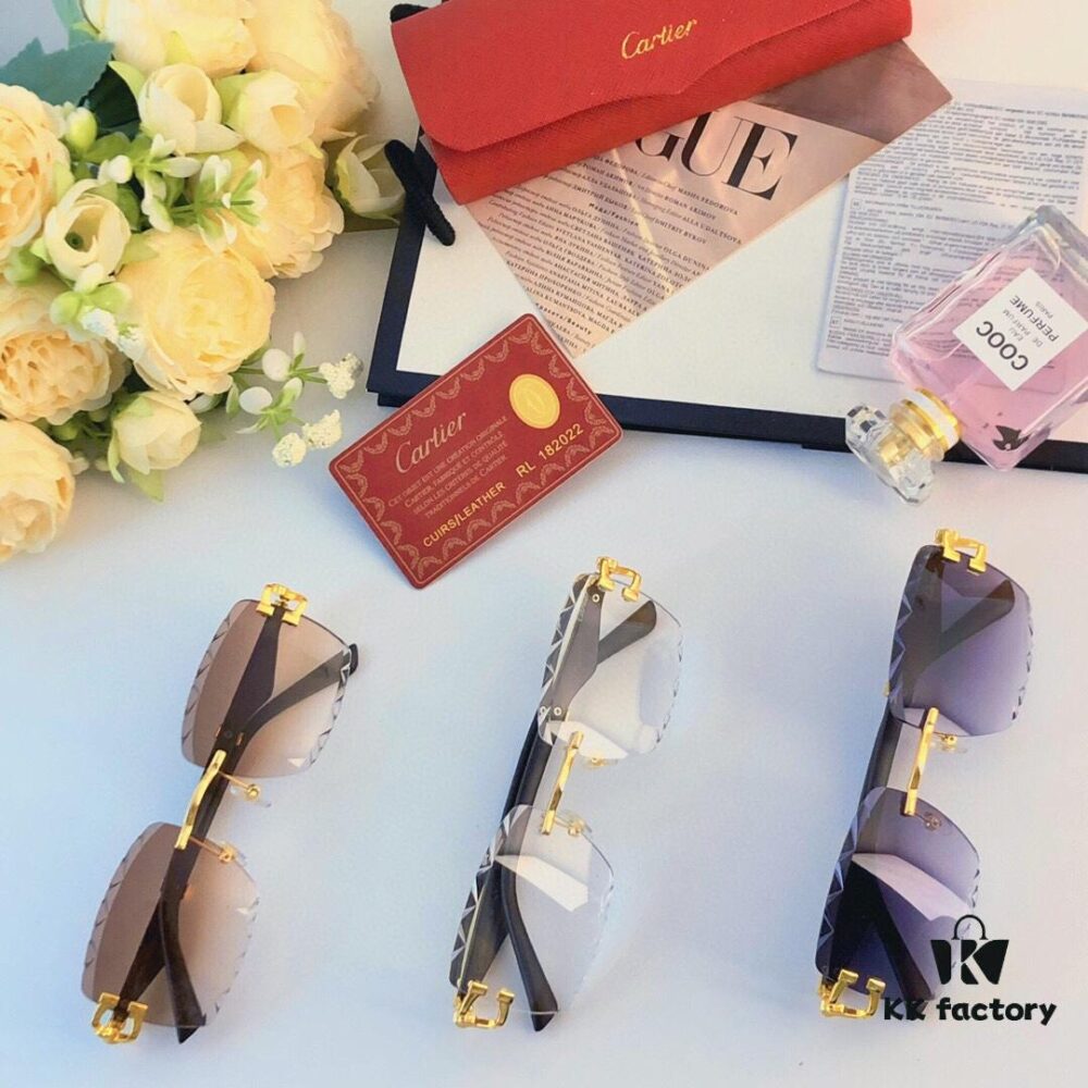 Cartier Fashion Cut-out Square-frame Sunglasses with Leopard Head Decoration, New Wave Design