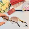 Cartier Fashion Cut-out Square-frame Sunglasses with Leopard Head Decoration, New Wave Design