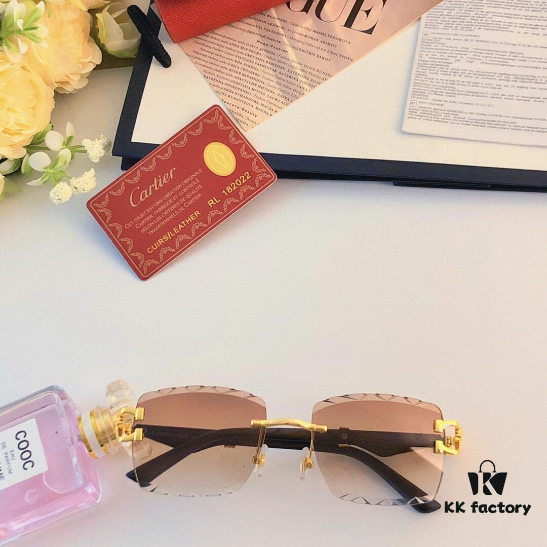 Cartier Fashion Cut-out Square-frame Sunglasses with Leopard Head Decoration, New Wave Design