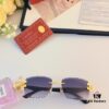 Cartier Fashion Cut-out Square-frame Sunglasses with Leopard Head Decoration, New Wave Design