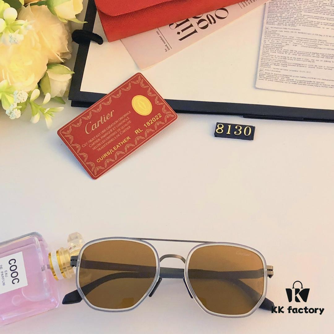 Cartier New Retro Business Men's Sunglasses, High-End Fashion Metal Sun Glasses, Minimalist Vintage Style Unisex Eyewear for Large Faces