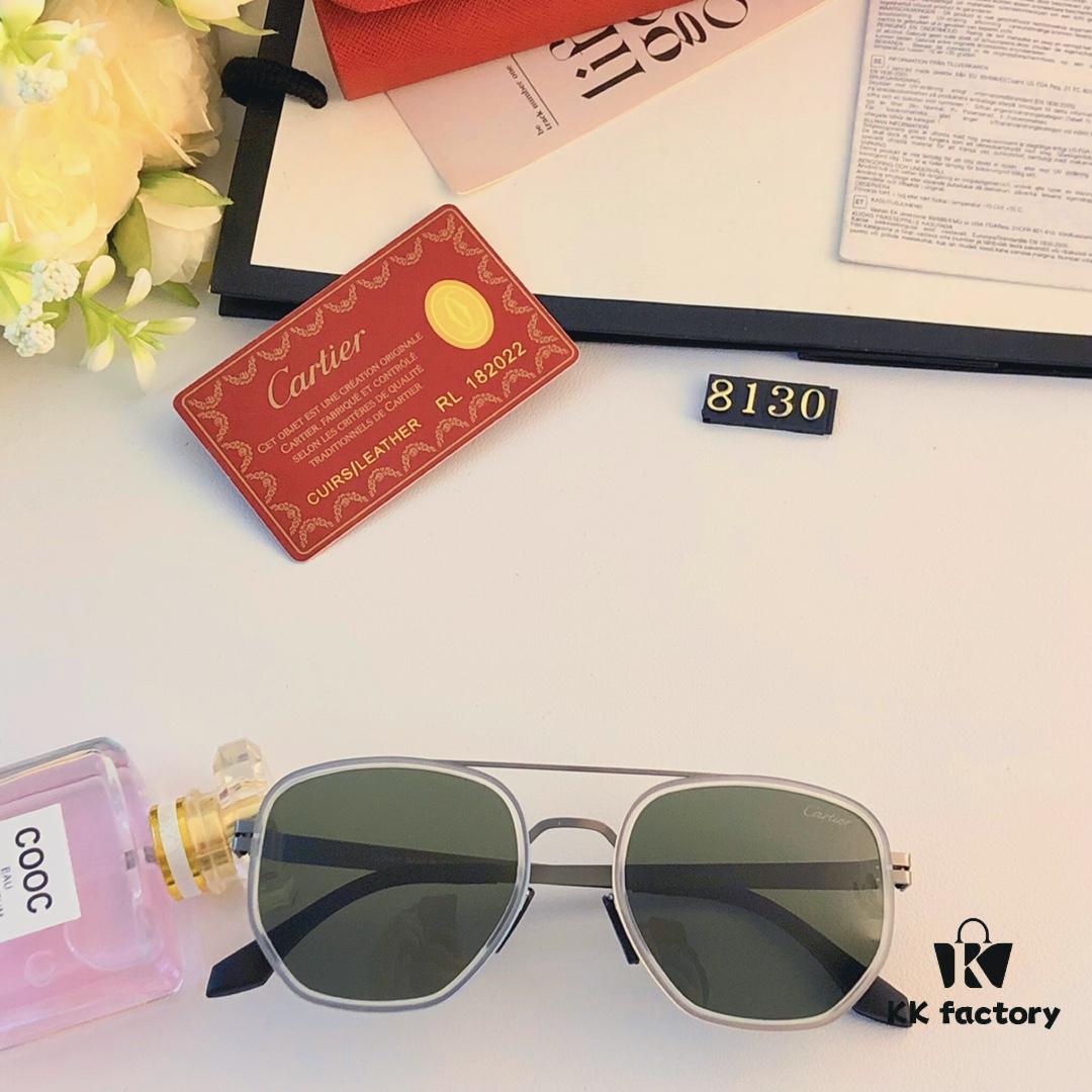 Cartier New Retro Business Men's Sunglasses, High-End Fashion Metal Sun Glasses, Minimalist Vintage Style Unisex Eyewear for Large Faces