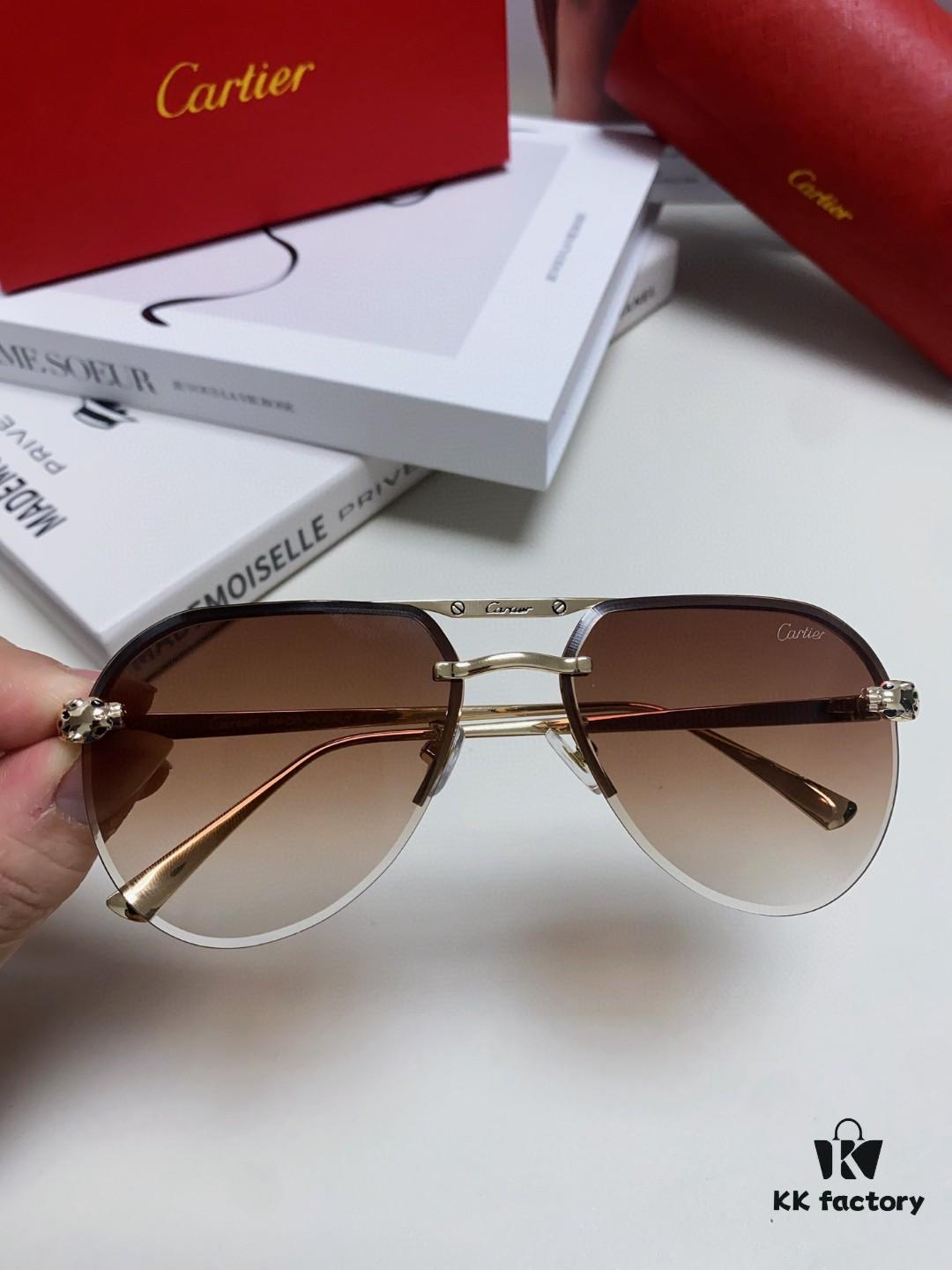 Cartier Unisex Round-Framed Sunglasses, New Lightweight Metal Sun Glasses for Men and Women, Fashionable and Elegant Driving Sunglasses