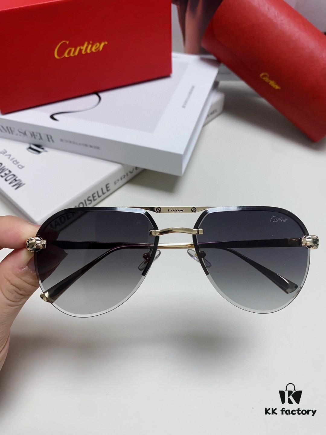 Cartier Unisex Round-Framed Sunglasses, Lightweight Metal Sunglasses for Men and Women, Luxury Fashion Driving Sunglasses