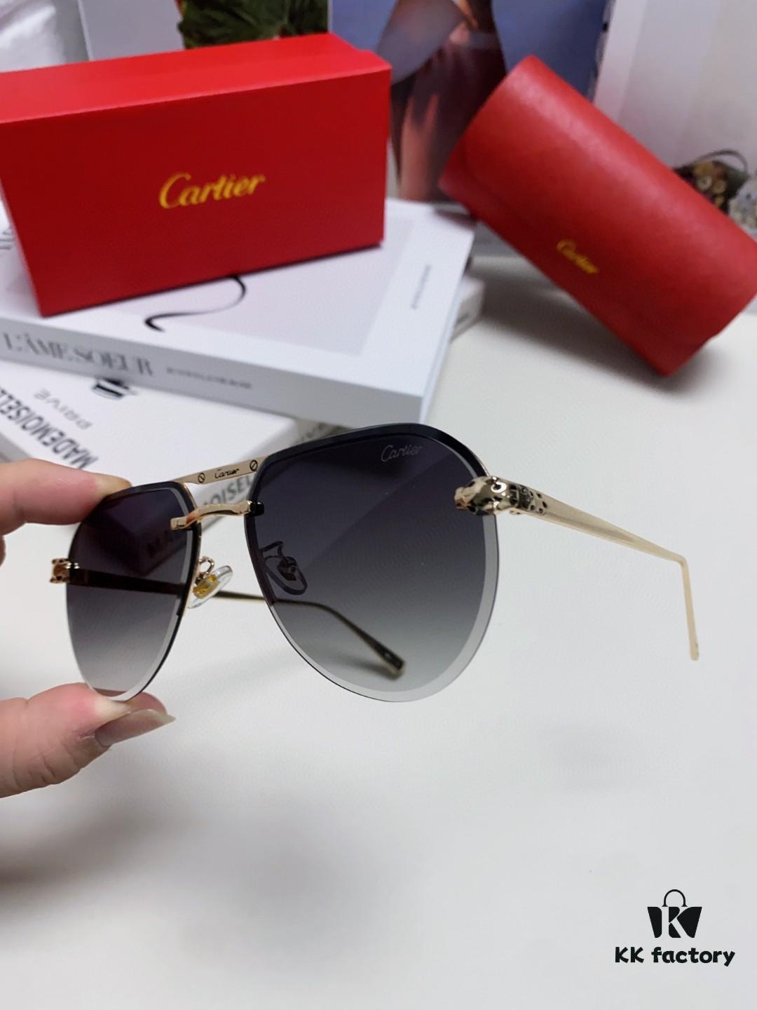 Cartier Unisex Round-Framed Sunglasses, Lightweight Metal Sunglasses for Men and Women, Luxury Fashion Driving Sunglasses