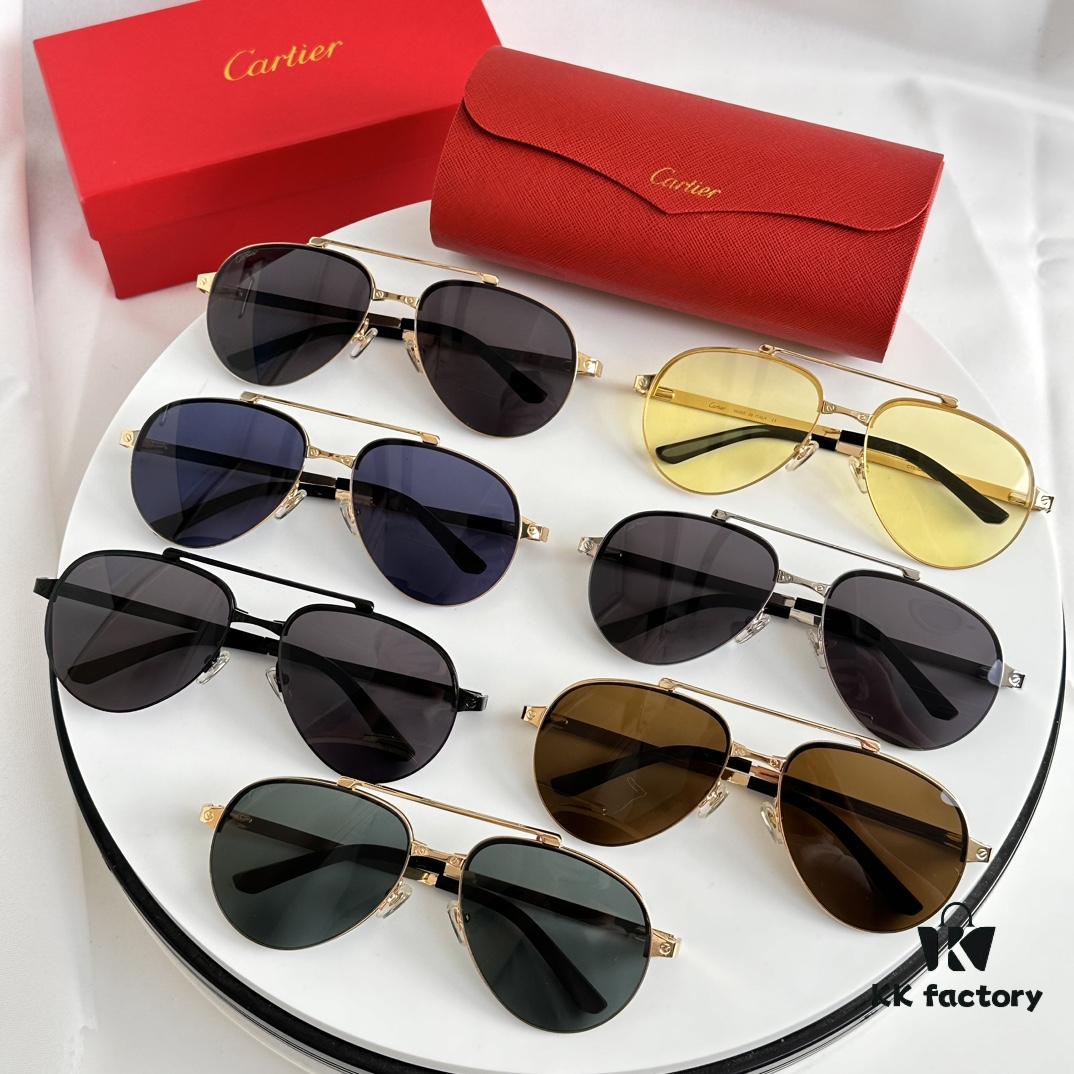 Cartier Original Website Version 1:1 Replica, MODEL: CT0354/S, Brand's Iconic Precious Sunglasses with Full Metal Frame, Unique Style and Semi-Rimmed Electroplating Craftsmanship Exuding Charm and Elegance