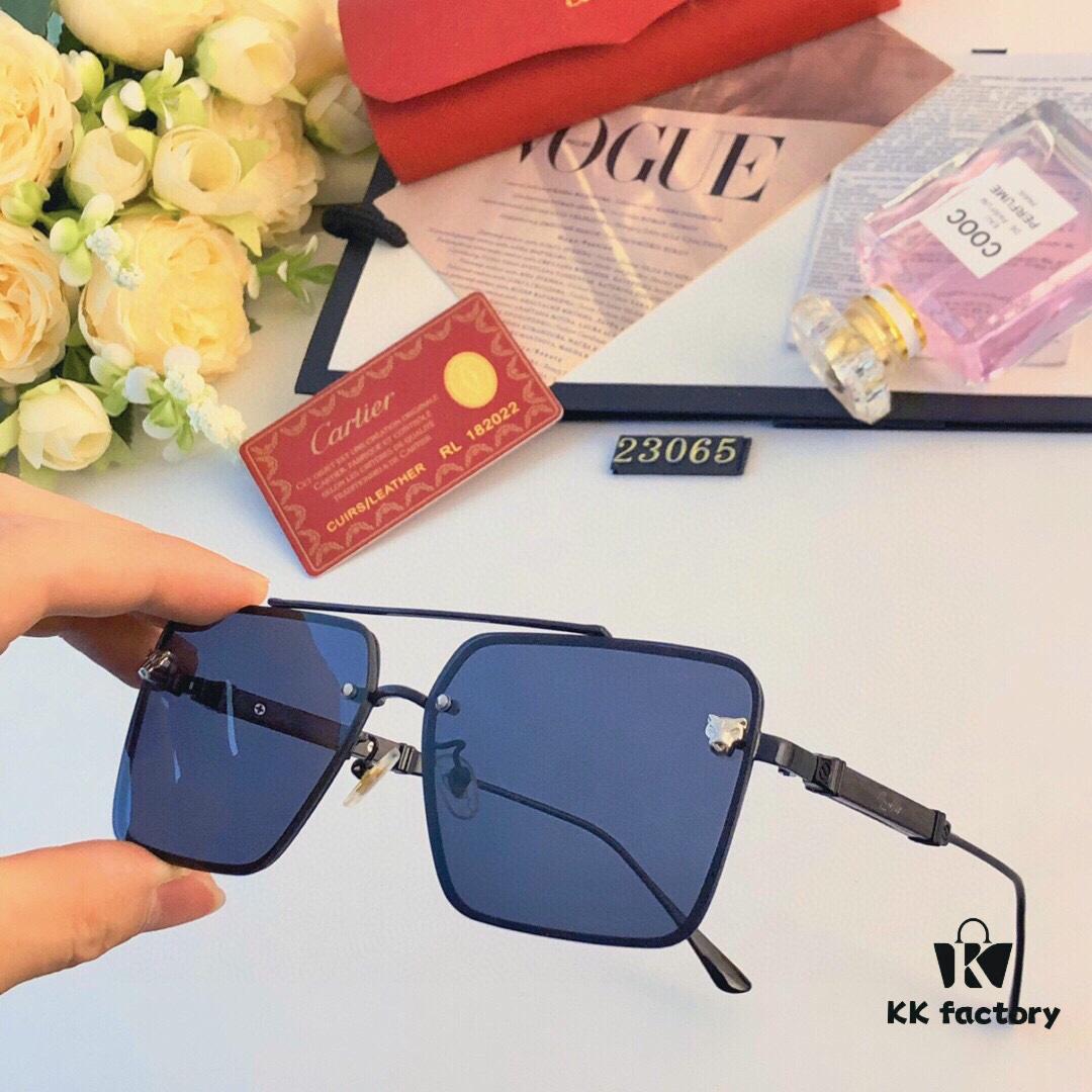 Cartier 2024 Fashion New Arrival Stylish Metal Double-Bridge Square Sunglasses for Driving UV Protection