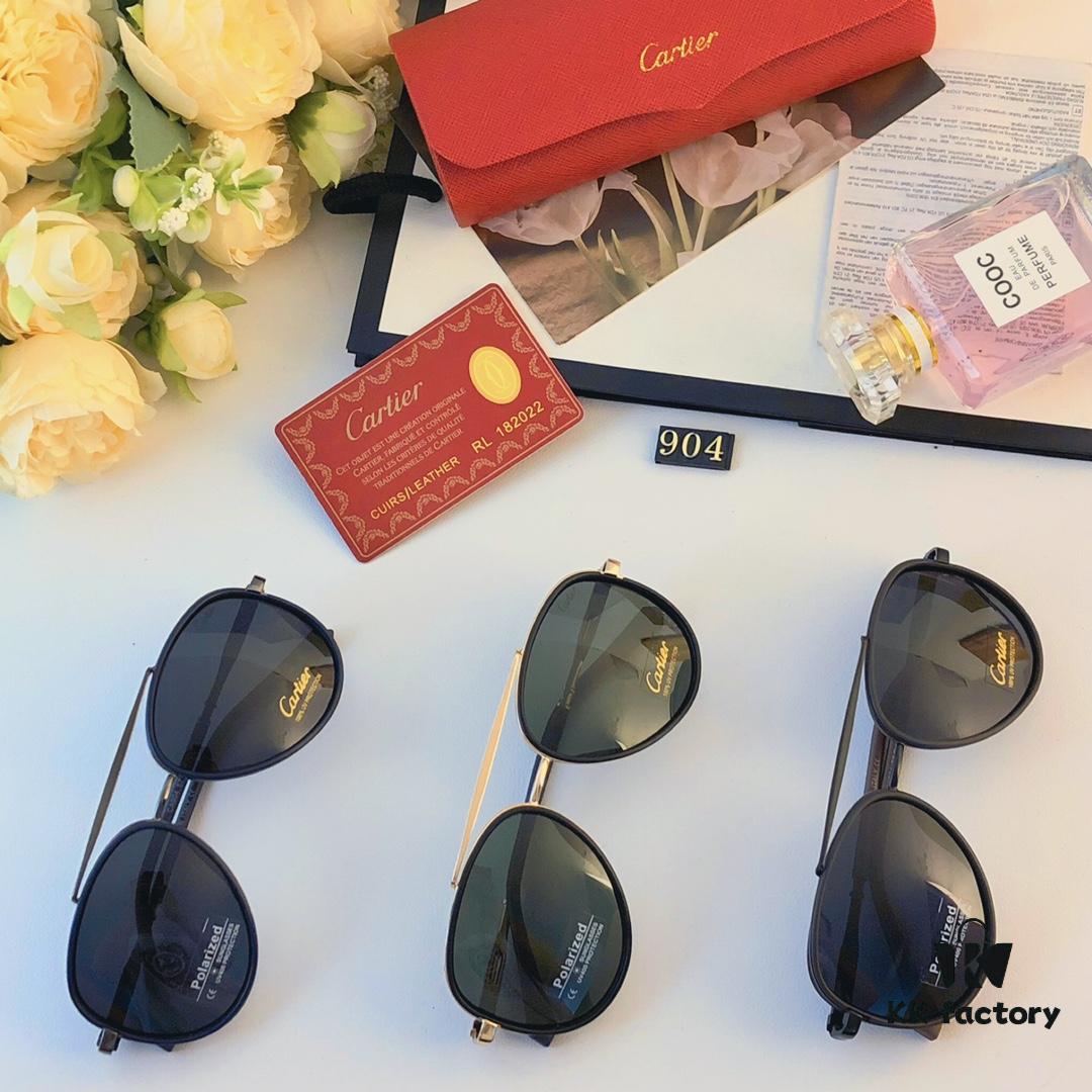 Cartier High-End Polarized Sunglasses for Men, Driver's Driving Glasses, HD Fishing Sunglasses with Metal Frame, Aviator Style with Spring Hinge Temples
