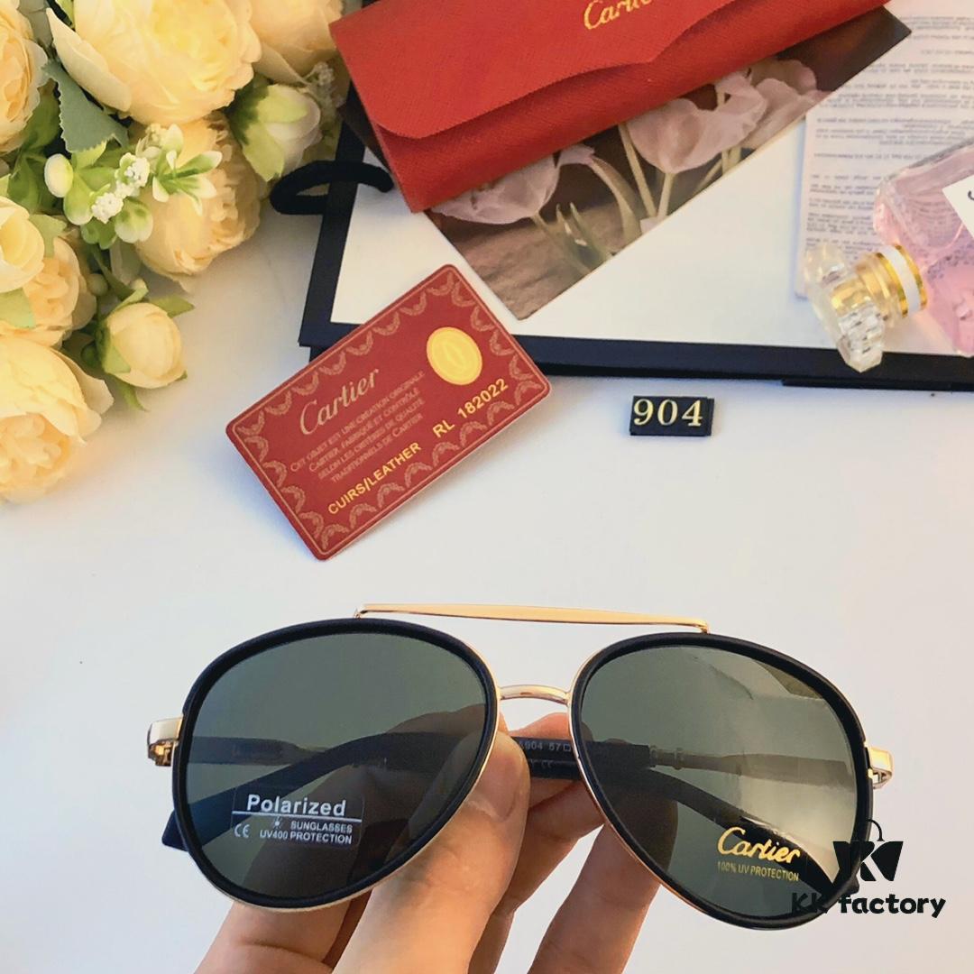 Cartier High-End Polarized Sunglasses for Men, Driver's Driving Glasses, HD Fishing Sunglasses with Metal Frame, Aviator Style with Spring Hinge Temples