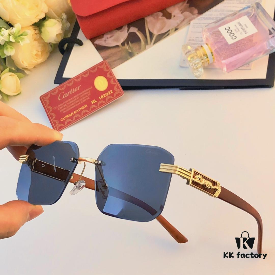 Cartier New Fashion Frameless Sunglasses, Retro Stylish Leopard Decor, Celebrity-Inspired Square Sunglasses, Anti-Glare Sun Protection Eyewear