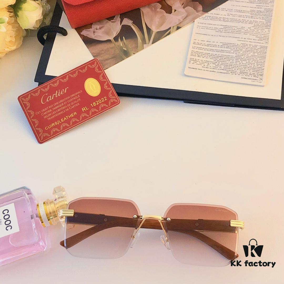 Cartier New Fashion Frameless Sunglasses, Retro Stylish Leopard Decor, Celebrity-Inspired Square Sunglasses, Anti-Glare Sun Protection Eyewear