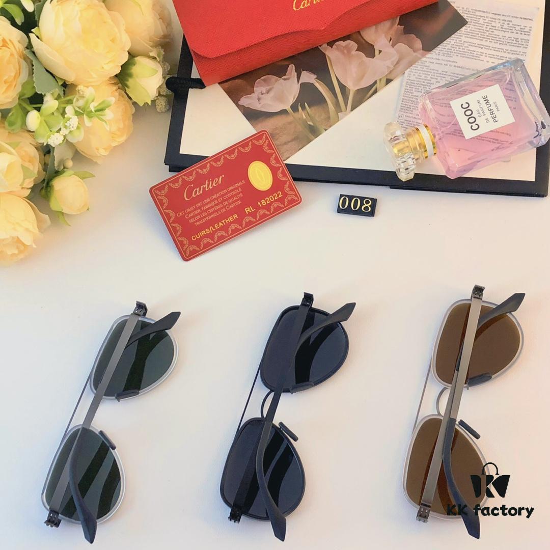 Cartier New Fashion Pilot Sunglasses with Metal Frame, Premium Double-Bridge Design, Polarized Lens Compatible with Prescription for Men, 2024 Sun Glasses